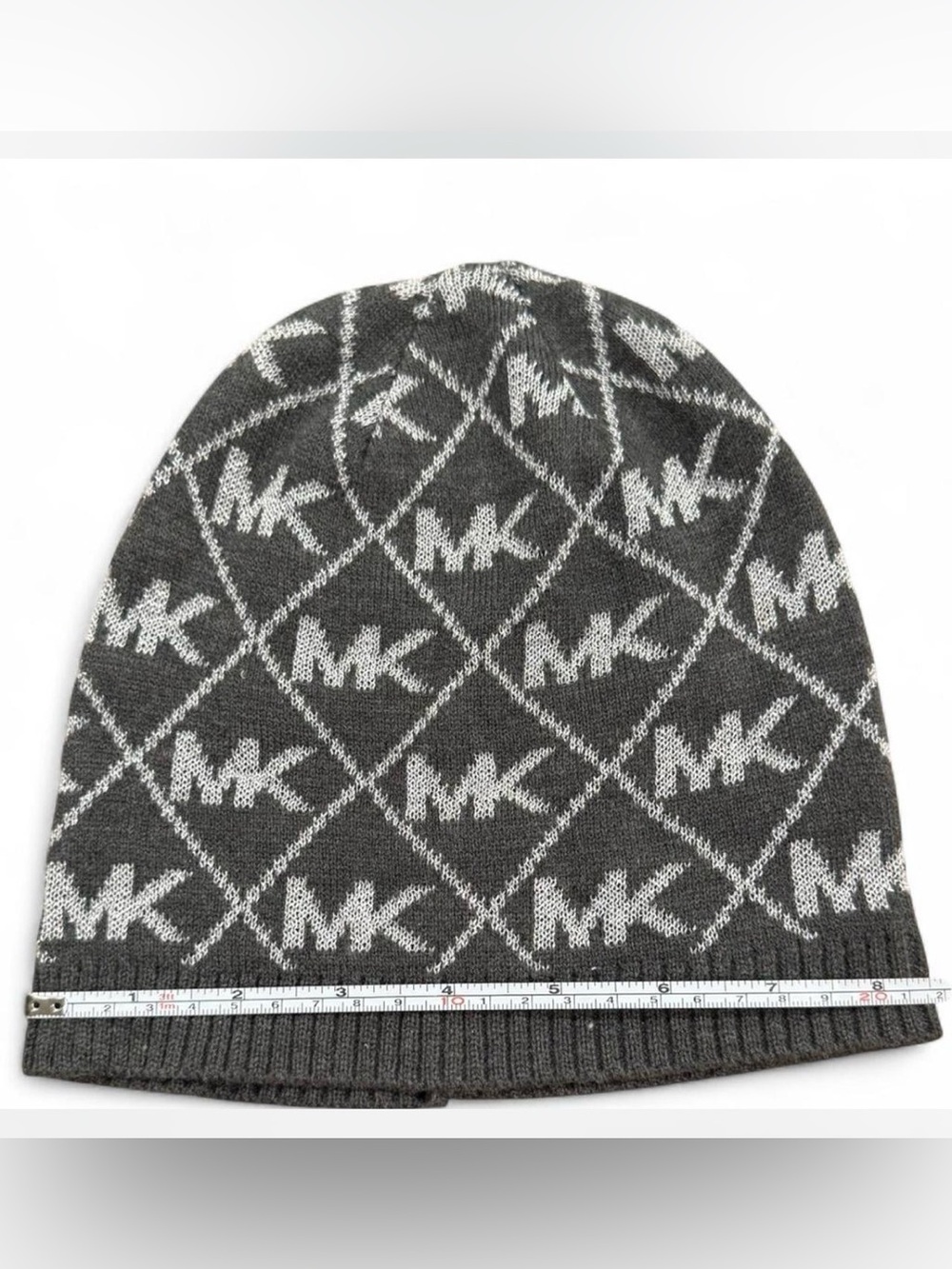 Michael Kors Charcoal & Light Gray MK Logo Knit Beanie - Picture 2 of 5